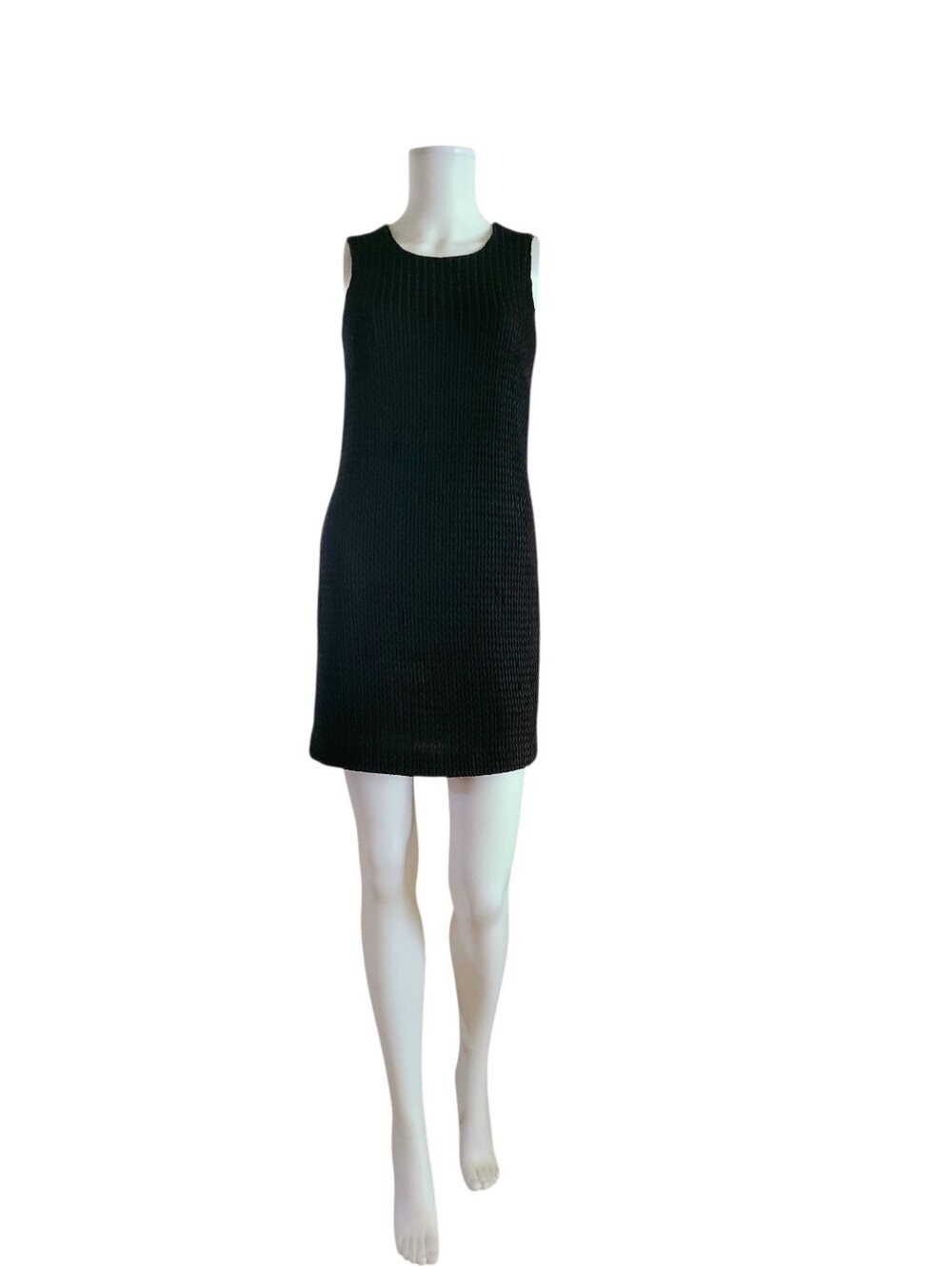 D&G Dolce & Gabbana 96' Black Textured  Pattern Shift Mini Dress